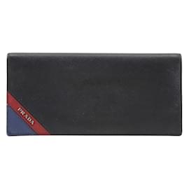 Prada-Portefeuille Long Saffiano Prada-Noir,Rouge,Bleu