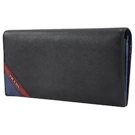 Prada-Prada Saffiano Long Wallet-Black,Red,Blue