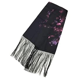 Gucci-Gucci Silk Stole in Black and Purple-Black,Purple