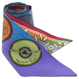 Hermès-Écharpe Twilly Hermes-Rose,Bleu