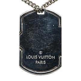 Louis Vuitton-Louis Vuitton Monogram Eclipse Collier Plaque Necklace-Silvery