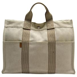 Hermès-Sac à main tote en toile beige Hermes-Beige