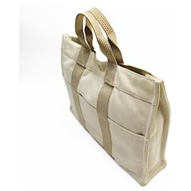 Hermès-Sac à main tote en toile beige Hermes-Beige