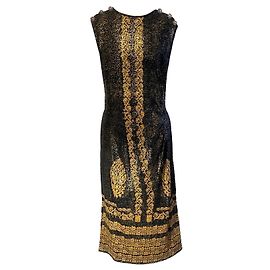 Robe maxi en maille métallique Chanel Noir et Doré Noir Doré Métallisé