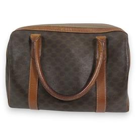 Céline-CELINE Vintage Macadam Leather Mini Boston Bag-Brown