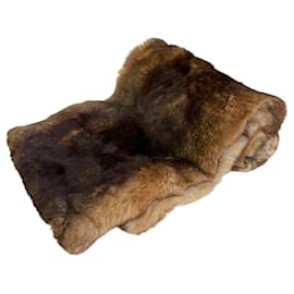 Salvatore Ferragamo-Salvatore Ferragamo Silk Lining Fur Orirag Scarf Tippet-Brown,Beige