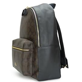 Coach-Coach Signature Leather Backpack-Brown,Black