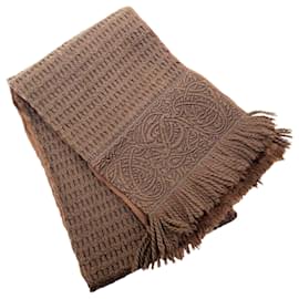 Loewe-Loewe Dark Brown Wool and Silk Stole-Dark brown
