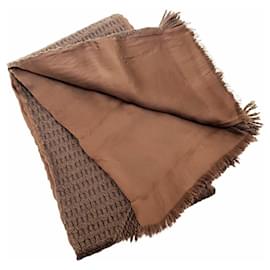 Loewe-Loewe Dark Brown Wool and Silk Stole-Dark brown
