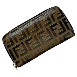 Fendi-Fendi Brown Leather Long Wallet-Brown