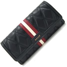 BALLY Bi-fold Long Wallet in Black Leather Black
