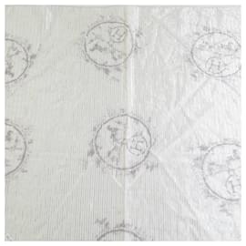 Hermès-Hermes Ivory and Silver Stole-Silvery,Cream