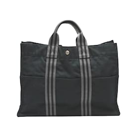 Hermès-Sac HERMES Air Line en coton Foule MM noir-Noir