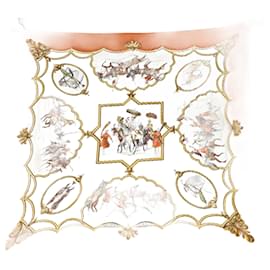 Hermès-Hermes Silk Scarf - Mughal Horses Design-Orange