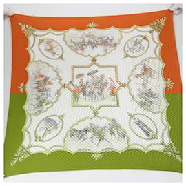 Hermès-Hermes Silk Scarf - Mughal Horses Design-Orange