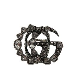 Gucci Marmont GG Rhinestone Band Ring Silvery