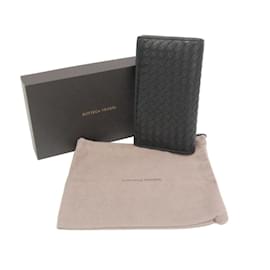 Bottega Veneta-Bottega Veneta Intrecciato Men's Leather Long Wallet-Black
