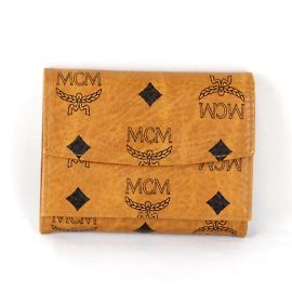 MCM Brown Leather Tri-fold Wallet Brown