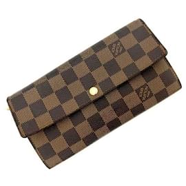 Louis Vuitton-Louis Vuitton Damier Ebene Long Wallet-Brown,Damier ebene