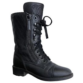 Chanel Bottes de combat iconiques Noir
