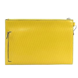 Fendi-Fendi Yellow Leather Clutch Bag-Yellow