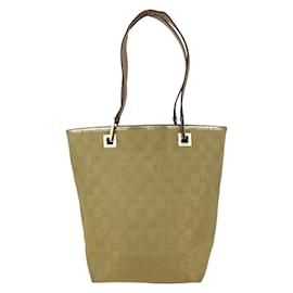 Gucci-Gucci Gold GG Canvas Leather Tote Bag-Golden