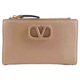 Porte-monnaie en cuir rose bébé Valentino Garavani Rose