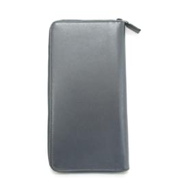 Prada-Prada Saffiano Leather Organizer Long Wallet-Navy blue