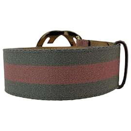 Gucci-Gucci Interlocking Canvas Belt-Brown,Pink