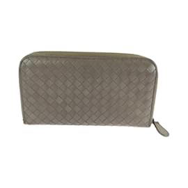 Bottega Veneta-Bottega Veneta Intrecciato Brown Leather Long Wallet-Brown