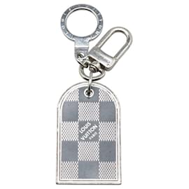 Louis Vuitton-Louis Vuitton Damier Porte Cle Address Charm Keyring-Black,Silvery