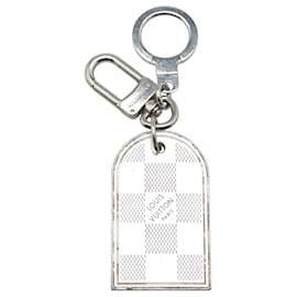 Louis Vuitton-Louis Vuitton Damier Porte Cle Address Charm Keyring-Black,Silvery