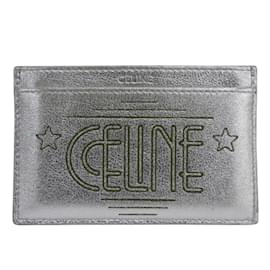 Céline-Celine Eddie Leather Business Card Holder-Silvery