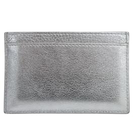 Céline-Celine Eddie Leather Business Card Holder-Silvery
