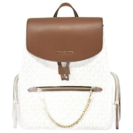 Michael Kors-Michael Kors Chain Backpack-Brown,Cream
