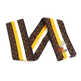 Louis Vuitton-Louis Vuitton Cotton Scarf Bandeau-Brown,White,Yellow