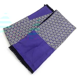 Hermès-Hermes Silk and Angora Scarf-Blue,Multiple colors,Navy blue