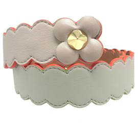 Fendi-Ceinture en cuir avec motif floral Fendi-Marron,Doré