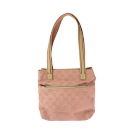 Gucci-Gucci Pink Beige GG Canvas Tote Bag-Pink,Beige