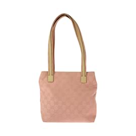 Gucci-Gucci Pink Beige GG Canvas Tote Bag-Pink,Beige