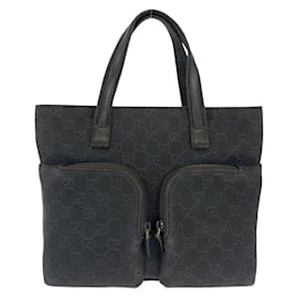 Gucci-Gucci Brown GG Canvas Leather Tote Bag-Brown