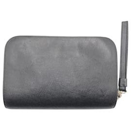 Louis Vuitton-Louis Vuitton Taiga Aldwaz Baikal Black Leather Pouch-Black
