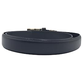 Yves Saint Laurent-Cinto de couro preto e prata vintage Yves Saint Laurent-Preto,Prata