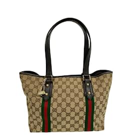 Gucci-Gucci GG Canvas Tote Bag-Brown,Green