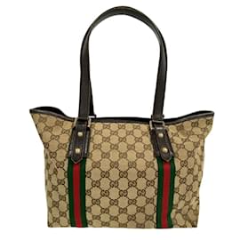 Gucci-Gucci GG Canvas Tote Bag-Brown,Green