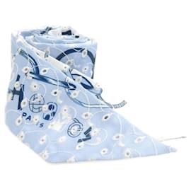 Hermès-Foulard en soie Twilly Hermes en bleu et blanc-Blanc,Bleu