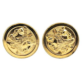 Fendi-Fendi Gold Plated Clip Earrings-Golden