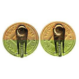 Fendi-Fendi Gold Plated Clip Earrings-Golden