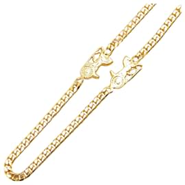 Céline-CELINE Horse and Carriage Motif Long Necklace-Golden