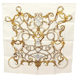 Hermès-Hermes Petit Carre Scarf-Brown,Cream